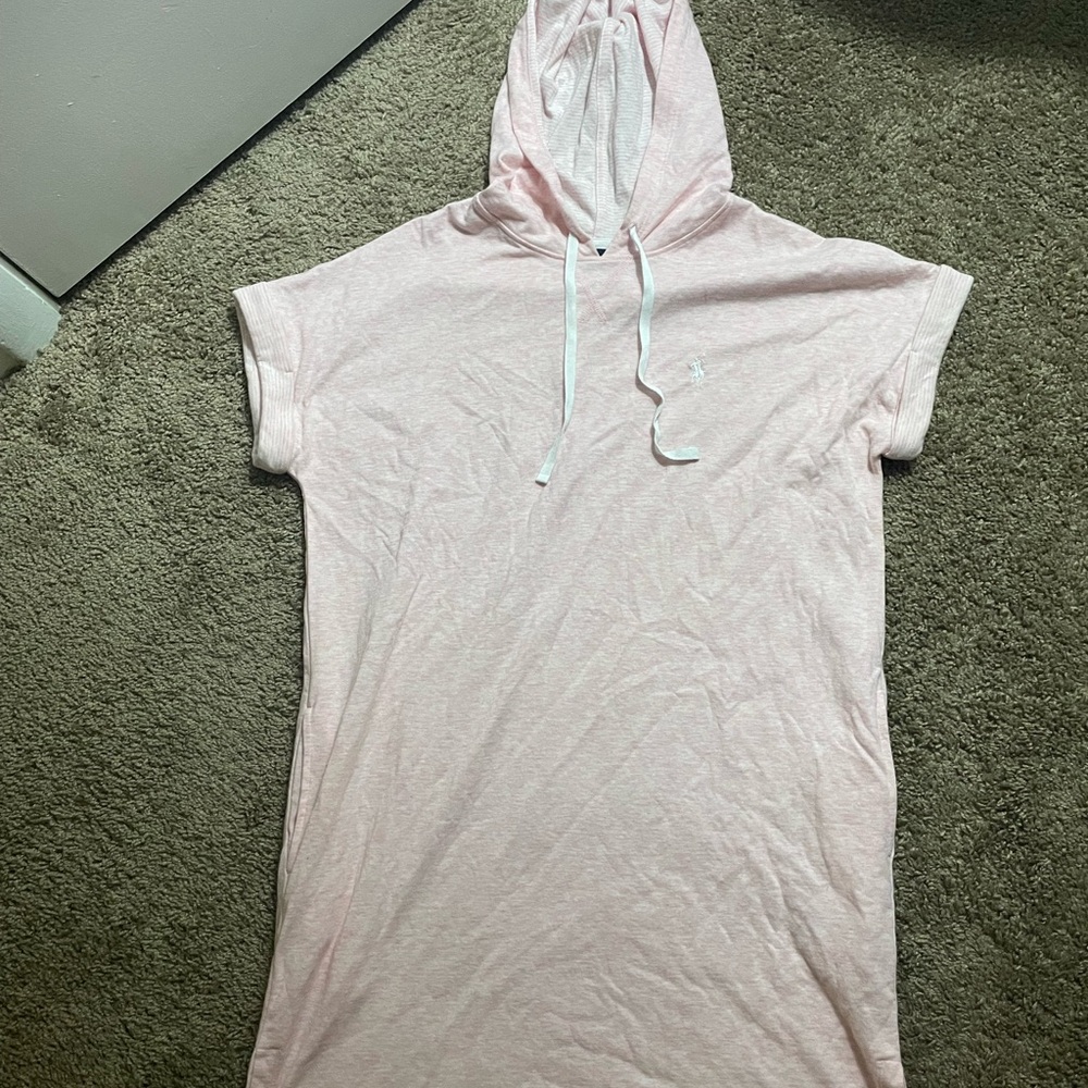 Pink Hooded T-Shirt Dress